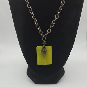 Silpada Retired Sterling Silver MOP Green Pendant With Pyrite Beads Necklace